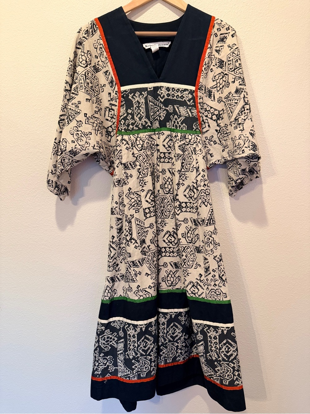 Vintage 1970s Krist Gudnason California Boho Midi Dress Fits XS/S #0519